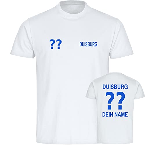 VIMAVERTRIEB® Herren T-Shirt Duisburg - Trikot mit Deinem Namen und Nummer - Druck: blau - Männer Shirt Wunschtext - Größe: 3XL weiß von VIMAVERTRIEB