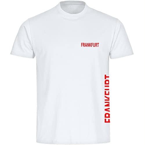 VIMAVERTRIEB® Herren T-Shirt Frankfurt - Brust & Seite - Druck: rot - Männer Shirt Fußball Fanartikel Fanshop - Größe: L weiß von VIMAVERTRIEB