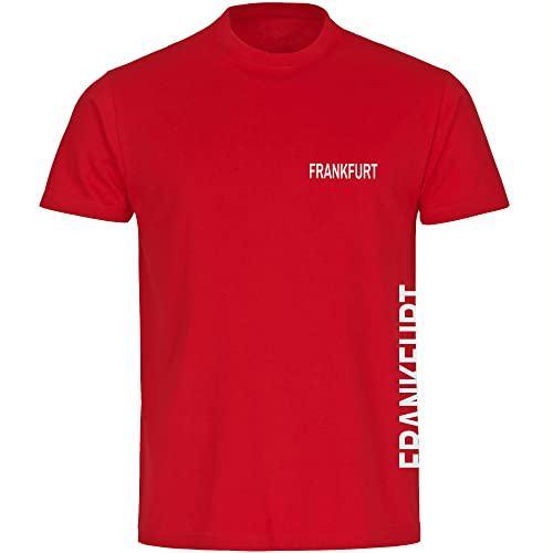 VIMAVERTRIEB® Herren T-Shirt Frankfurt - Brust & Seite - Druck: weiß - Männer Shirt Fußball Fanartikel Fanshop - Größe: XL rot von VIMAVERTRIEB