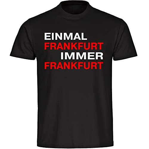 VIMAVERTRIEB® Herren T-Shirt Frankfurt - Einmal Immer - Druck: rot/weiß - Männer Shirt Fußball Fanartikel Fanshop - Größe: L schwarz von VIMAVERTRIEB