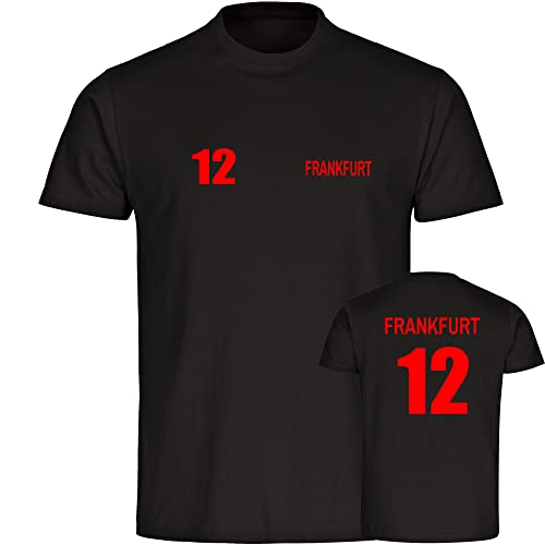VIMAVERTRIEB® Herren T-Shirt Frankfurt - Trikot 12 - Druck: rot - Männer Shirt Fußball Fanartikel Fanshop - Größe: XL schwarz von VIMAVERTRIEB
