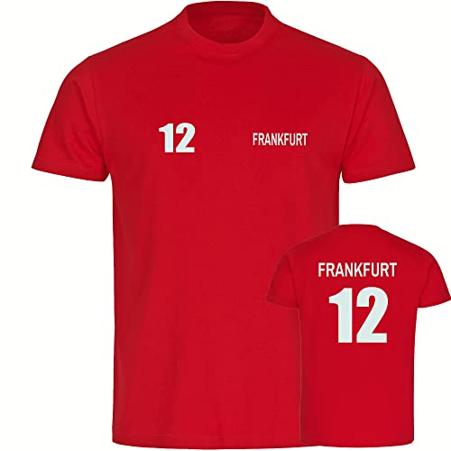 VIMAVERTRIEB® Herren T-Shirt Frankfurt - Trikot 12 - Druck: weiß - Männer Shirt Fußball Fanartikel Fanshop - Größe: XL rot von VIMAVERTRIEB