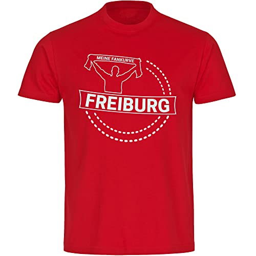 VIMAVERTRIEB® Herren T-Shirt Freiburg - Meine Fankurve - Druck: weiß - Männer Shirt Fußball Fanartikel Fanshop - Größe: 5XL rot von VIMAVERTRIEB