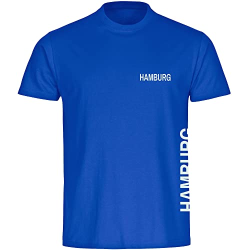 VIMAVERTRIEB® Herren T-Shirt Hamburg - Brust & Seite - Druck: weiß - Männer Shirt Fußball Fanartikel Fanshop - Größe: 3XL blau von VIMAVERTRIEB