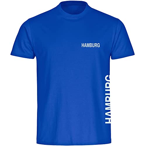 VIMAVERTRIEB® Herren T-Shirt Hamburg - Brust & Seite - Druck: weiß - Männer Shirt Fußball Fanartikel Fanshop - Größe: 5XL blau von VIMAVERTRIEB