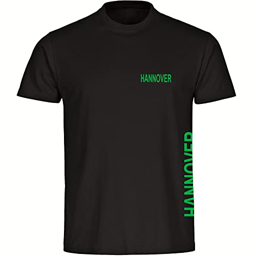 VIMAVERTRIEB® Herren T-Shirt Hannover - Brust & Seite - Druck: grün - Männer Shirt Fußball Fanartikel Fanshop - Größe: M schwarz von VIMAVERTRIEB
