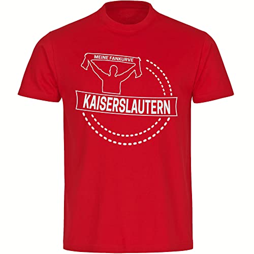 VIMAVERTRIEB® Herren T-Shirt Kaiserslautern - Meine Fankurve - Druck: weiß - Männer Shirt Fußball Fanartikel Fanshop - Größe: L rot von VIMAVERTRIEB