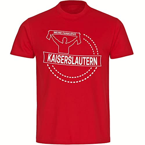 VIMAVERTRIEB® Herren T-Shirt Kaiserslautern - Meine Fankurve - Druck: weiß - Männer Shirt Fußball Fanartikel Fanshop - Größe: S rot von VIMAVERTRIEB