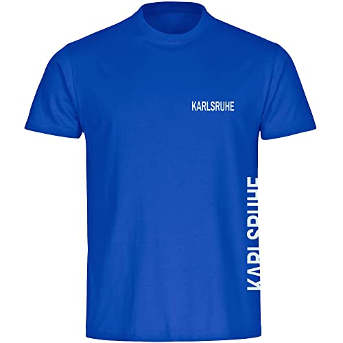 VIMAVERTRIEB® Herren T-Shirt Karlsruhe - Brust & Seite - Druck: weiß - Männer Shirt Fußball Fanartikel Fanshop - Größe: L blau von VIMAVERTRIEB