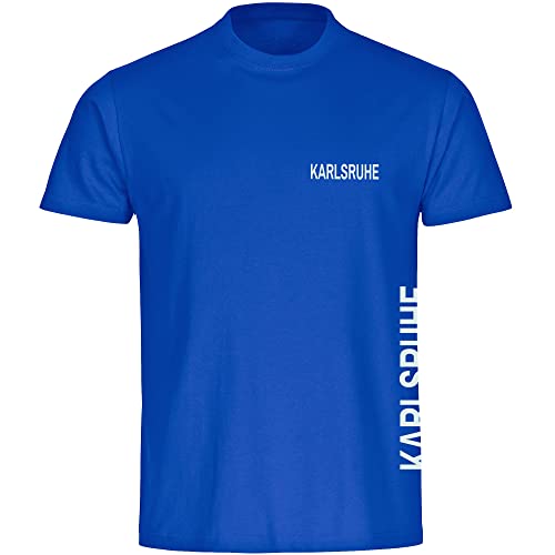 VIMAVERTRIEB® Herren T-Shirt Karlsruhe - Brust & Seite - Druck: weiß - Männer Shirt Fußball Fanartikel Fanshop - Größe: XXL blau von VIMAVERTRIEB