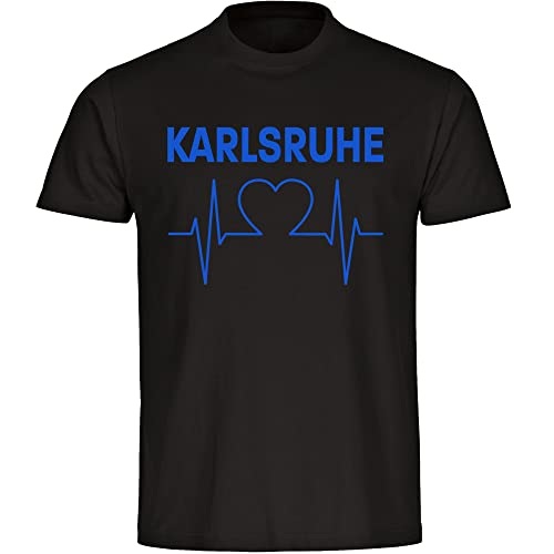 VIMAVERTRIEB® Herren T-Shirt Karlsruhe - Herzschlag - Druck: blau - Männer Shirt Fußball Fanartikel Fanshop - Größe: XXL schwarz von VIMAVERTRIEB