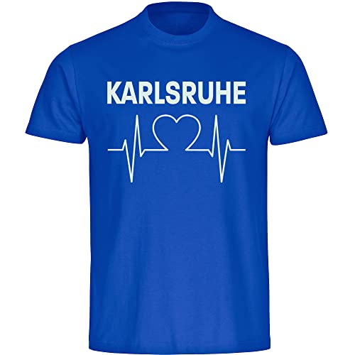 VIMAVERTRIEB® Herren T-Shirt Karlsruhe - Herzschlag - Druck: weiß - Männer Shirt Fußball Fanartikel Fanshop - Größe: 3XL blau von VIMAVERTRIEB