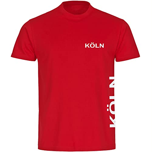 VIMAVERTRIEB® Herren T-Shirt Köln - Brust & Seite - Druck: weiß - Männer Shirt Fußball Fanartikel Fanshop - Größe: 3XL rot von VIMAVERTRIEB