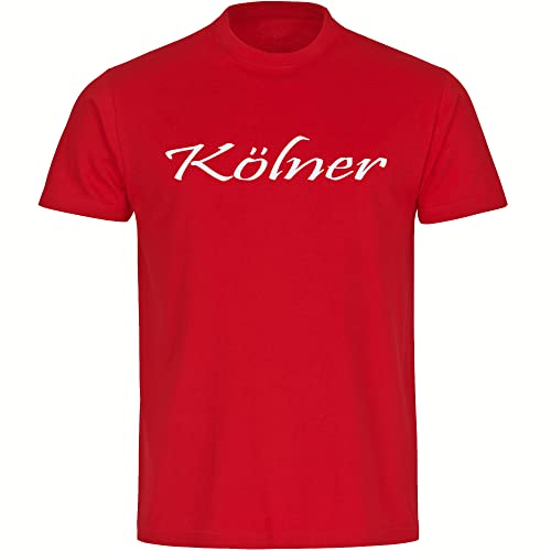 VIMAVERTRIEB® Herren T-Shirt Köln - Kölner - Druck: weiß - Männer Shirt Fußball Fanartikel Fanshop - Größe: XL rot von VIMAVERTRIEB