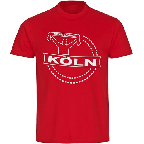 VIMAVERTRIEB® Herren T-Shirt Köln - Meine Fankurve - Druck: weiß - Männer Shirt Fußball Fanartikel Fanshop - Größe: S rot von VIMAVERTRIEB