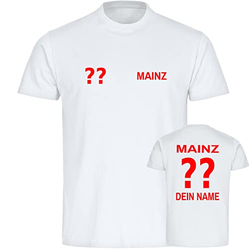 VIMAVERTRIEB® Herren T-Shirt Mainz - Trikot mit Deinem Namen und Nummer - Druck: rot - Männer Shirt Fußball Fanartikel Fanshop - Größe: XL weiß von VIMAVERTRIEB