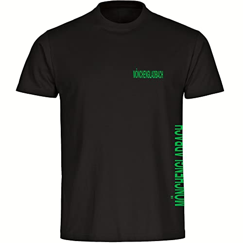 VIMAVERTRIEB® Herren T-Shirt Mönchengladbach - Brust & Seite - Druck: grün - Männer Shirt Fußball Fanartikel Fanshop - Größe: XL schwarz von VIMAVERTRIEB