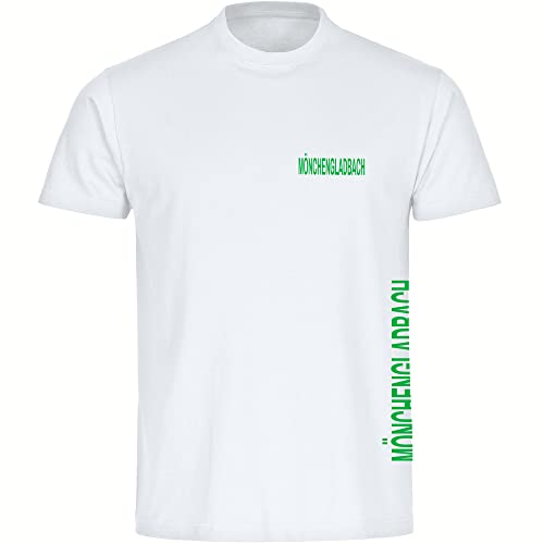 VIMAVERTRIEB® Herren T-Shirt Mönchengladbach - Brust & Seite - Druck: grün - Männer Shirt Fußball Fanartikel Fanshop - Größe: XL weiß von VIMAVERTRIEB