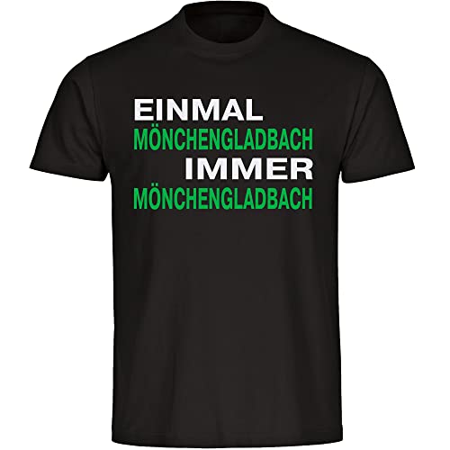 VIMAVERTRIEB® Herren T-Shirt Mönchengladbach - Einmal Immer - Druck: grün/weiß - Männer Shirt Fußball Fanartikel Fanshop - Größe: S schwarz von VIMAVERTRIEB