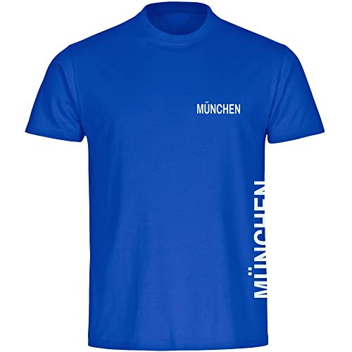 VIMAVERTRIEB® Herren T-Shirt München - Brust & Seite - Druck: weiß - Männer Shirt Fußball Fanartikel Fanshop - Größe: 4XL blau von VIMAVERTRIEB