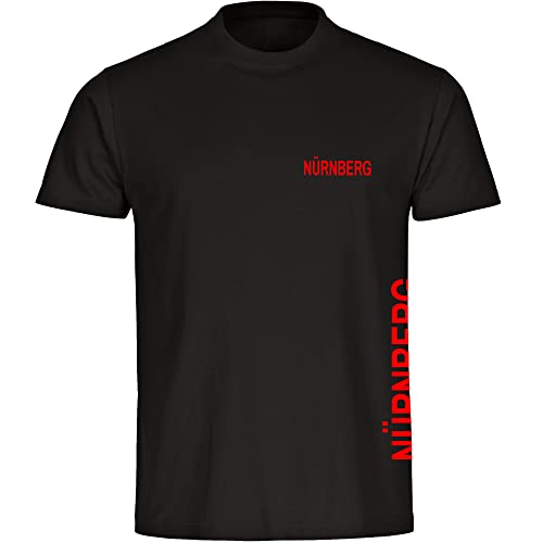 VIMAVERTRIEB® Herren T-Shirt Nürnberg - Brust & Seite - Druck: rot - Männer Shirt Fußball Fanartikel Fanshop - Größe: L schwarz von VIMAVERTRIEB