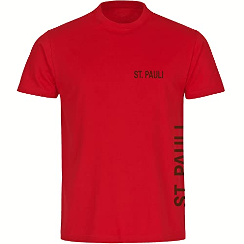 VIMAVERTRIEB® Herren T-Shirt St. Pauli - Brust & Seite - Druck: braun - Männer Shirt Fußball Fanartikel Fanshop - Größe: 3XL rot von VIMAVERTRIEB