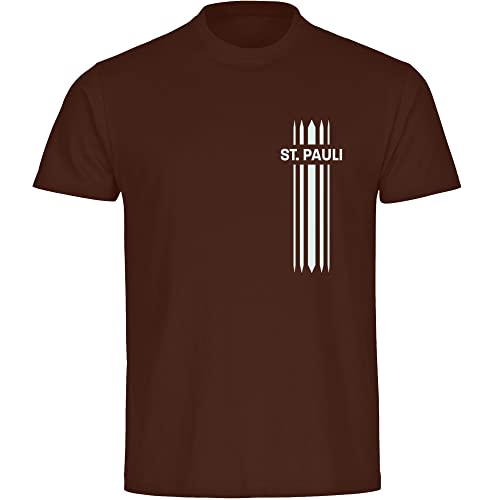 VIMAVERTRIEB® Herren T-Shirt St. Pauli - Streifen - Druck: weiß - Männer Shirt Fußball Fanartikel Fanshop - Größe: XXL braun von VIMAVERTRIEB