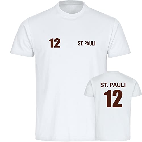 VIMAVERTRIEB® Herren T-Shirt St. Pauli - Trikot 12 - Druck: braun - Männer Shirt Fußball Fanartikel Fanshop - Größe: 3XL weiß von VIMAVERTRIEB