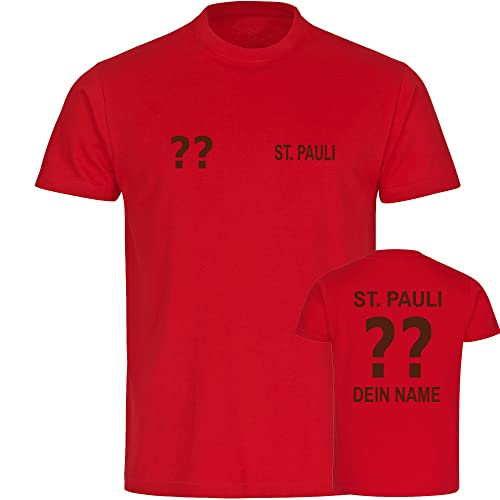 VIMAVERTRIEB® Herren T-Shirt St. Pauli - Trikot mit Deinem Namen und Nummer - Druck: braun - Männer Shirt Fußball Fanartikel Fanshop - Größe: M rot von VIMAVERTRIEB