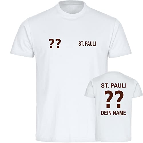 VIMAVERTRIEB® Herren T-Shirt St. Pauli - Trikot mit Deinem Namen und Nummer - Druck: braun - Männer Shirt Fußball Fanartikel Fanshop - Größe: M weiß von VIMAVERTRIEB