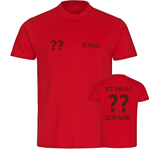 VIMAVERTRIEB® Herren T-Shirt St. Pauli - Trikot mit Deinem Namen und Nummer - Druck: braun - Männer Shirt Fußball Fanartikel Fanshop - Größe: XXL rot von VIMAVERTRIEB
