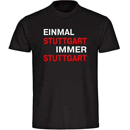 VIMAVERTRIEB® Herren T-Shirt Stuttgart - Einmal Immer - Druck: rot/weiß - Männer Shirt Fußball Fanartikel Fanshop - Größe: 4XL schwarz von VIMAVERTRIEB