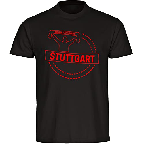 VIMAVERTRIEB® Herren T-Shirt Stuttgart - Meine Fankurve - Druck: rot - Männer Shirt Fußball Fanartikel Fanshop - Größe: M schwarz von VIMAVERTRIEB