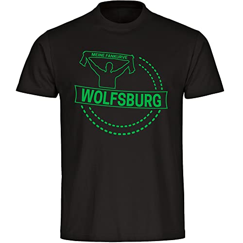 VIMAVERTRIEB® Herren T-Shirt Wolfsburg - Meine Fankurve - Druck: grün - Männer Shirt Fußball Fanartikel Fanshop - Größe: L schwarz von VIMAVERTRIEB