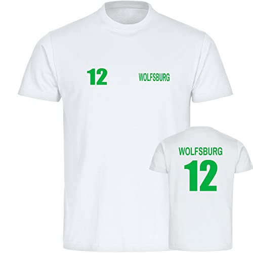 VIMAVERTRIEB® Herren T-Shirt Wolfsburg - Trikot 12 - Druck: grün - Männer Shirt Fußball Fanartikel Fanshop - Größe: M weiß von VIMAVERTRIEB