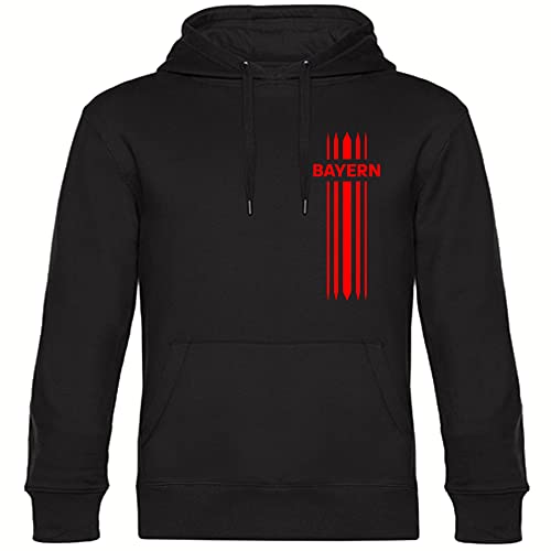 VIMAVERTRIEB® Kapuzen Sweatshirt Bayern - Streifen - Druck: rot - Shirt Pulli Hoodie Fußball Fanartikel Fanshop - Größe: XL schwarz von VIMAVERTRIEB