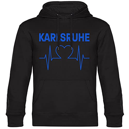 VIMAVERTRIEB® Kapuzen Sweatshirt Hannover - Herzschlag - Druck: grün - Shirt Pulli Hoodie Fußball Fanartikel Fanshop - Größe: L schwarz von VIMAVERTRIEB