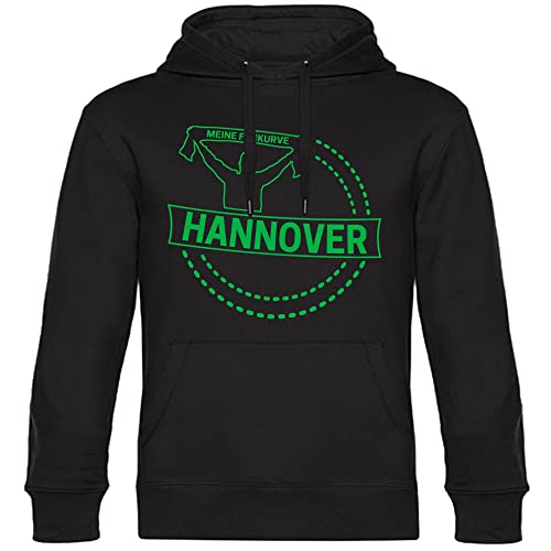 VIMAVERTRIEB® Kapuzen Sweatshirt Hannover - Meine Fankurve - Druck: grün - Shirt Pulli Hoodie Fußball Fanartikel Fanshop - Größe: 3XL schwarz von VIMAVERTRIEB