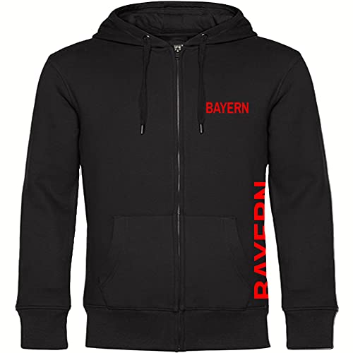 VIMAVERTRIEB® Kapuzen Sweatshirt Jacke Bayern - Brust & Seite - Druck: rot - Shirt Pulli Fußball Fanartikel Fanshop - Größe: 3XL schwarz von VIMAVERTRIEB