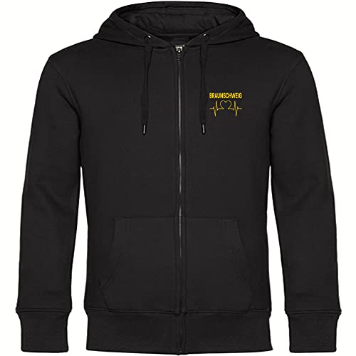 VIMAVERTRIEB® Kapuzen Sweatshirt Jacke Braunschweig - Streifen - Druck: gelb - Shirt Pulli Fußball Fanartikel Fanshop - Größe: 3XL schwarz-1 von VIMAVERTRIEB