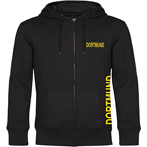 VIMAVERTRIEB® Kapuzen Sweatshirt Jacke Dortmund - Brust & Seite - Druck: gelb - Shirt Pulli Fußball Fanartikel Fanshop - Größe: 3XL schwarz von VIMAVERTRIEB