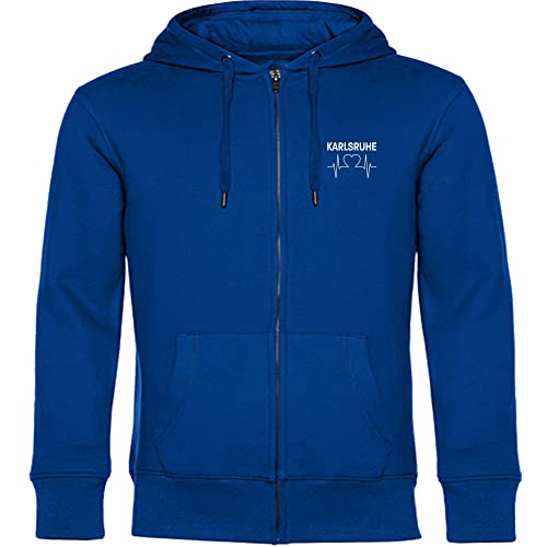 VIMAVERTRIEB® Kapuzen Sweatshirt Jacke Hamburg - Streifen - Druck: weiß - Shirt Pulli Fußball Fanartikel Fanshop - Größe: XXL blau von VIMAVERTRIEB