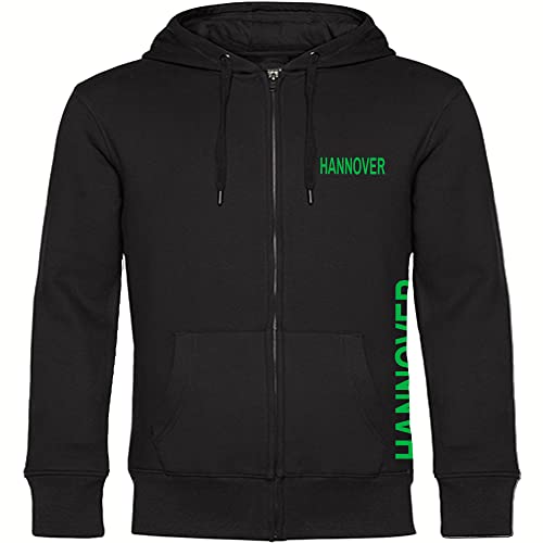 VIMAVERTRIEB® Kapuzen Sweatshirt Jacke Hannover - Brust & Seite - Druck: grün - Shirt Pulli Fußball Fanartikel Fanshop - Größe: M schwarz von VIMAVERTRIEB