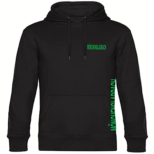 VIMAVERTRIEB® Kapuzen Sweatshirt Mönchengladbach - Brust & Seite - Druck: grün - Shirt Pulli Hoodie Fußball Fanartikel Fanshop - Größe: 3XL schwarz von VIMAVERTRIEB