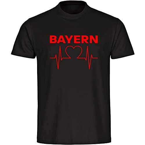 VIMAVERTRIEB® Kinder T-Shirt Bayern - Herzschlag - Druck: rot - Shirt Jungen Mädchen Fußball Fanartikel Fanshop - Größe: 152 schwarz von VIMAVERTRIEB