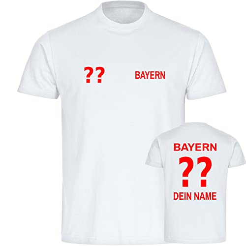 VIMAVERTRIEB® Kinder T-Shirt Bayern - Trikot mit Deinem Namen und Nummer - Druck: rot - Shirt Jungen Mädchen Fußball Fanartikel Fanshop - Größe: 128 weiß von VIMAVERTRIEB