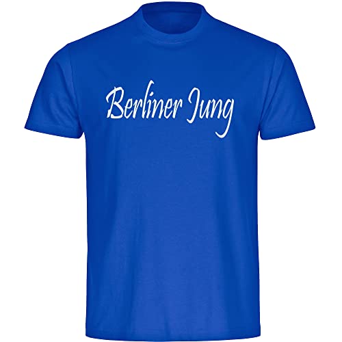 VIMAVERTRIEB® Kinder T-Shirt Berlin - Berliner Jung - Druck: weiß - Shirt Jungen Mädchen Fußball Fanartikel Fanshop - Größe: 152 blau von VIMAVERTRIEB