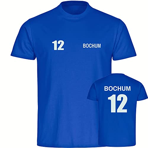 VIMAVERTRIEB® Kinder T-Shirt Bochum - Trikot 12 - Druck: weiß - Shirt Jungen Mädchen Fußball Fanartikel Fanshop - Größe: 128 blau von VIMAVERTRIEB