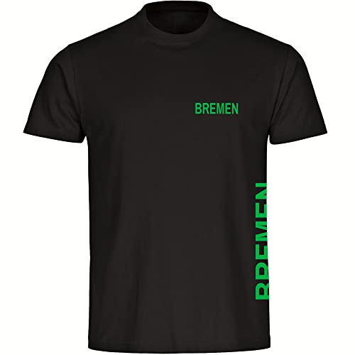 VIMAVERTRIEB® Kinder T-Shirt Bremen - Brust & Seite - Druck: grün - Shirt Jungen Mädchen Fußball Fanartikel Fanshop - Größe: 176 schwarz von VIMAVERTRIEB