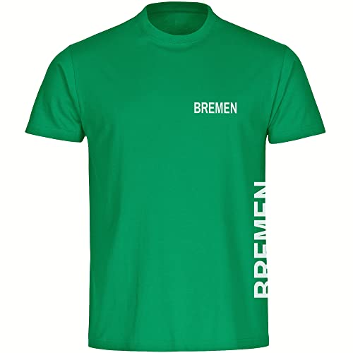 VIMAVERTRIEB® Kinder T-Shirt Bremen - Brust & Seite - Druck: weiß - Shirt Jungen Mädchen Fußball Fanartikel Fanshop - Größe: 164 grün von VIMAVERTRIEB